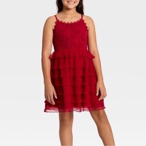 Cat & Jack Red Layered Kids Dress